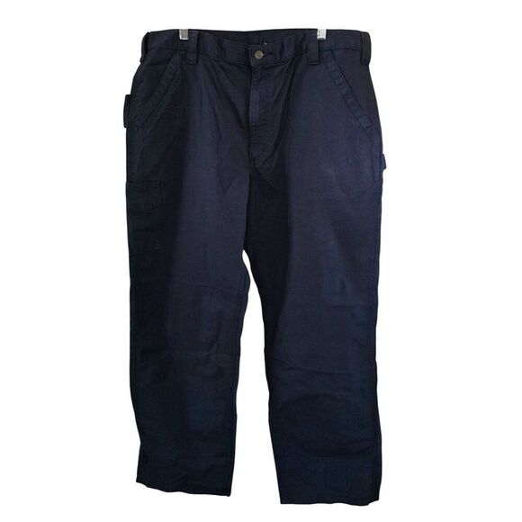 Carhartt Mens Loose Fit Canvas Utility Work Pants Navy 40x32 - Picture 4 of 9